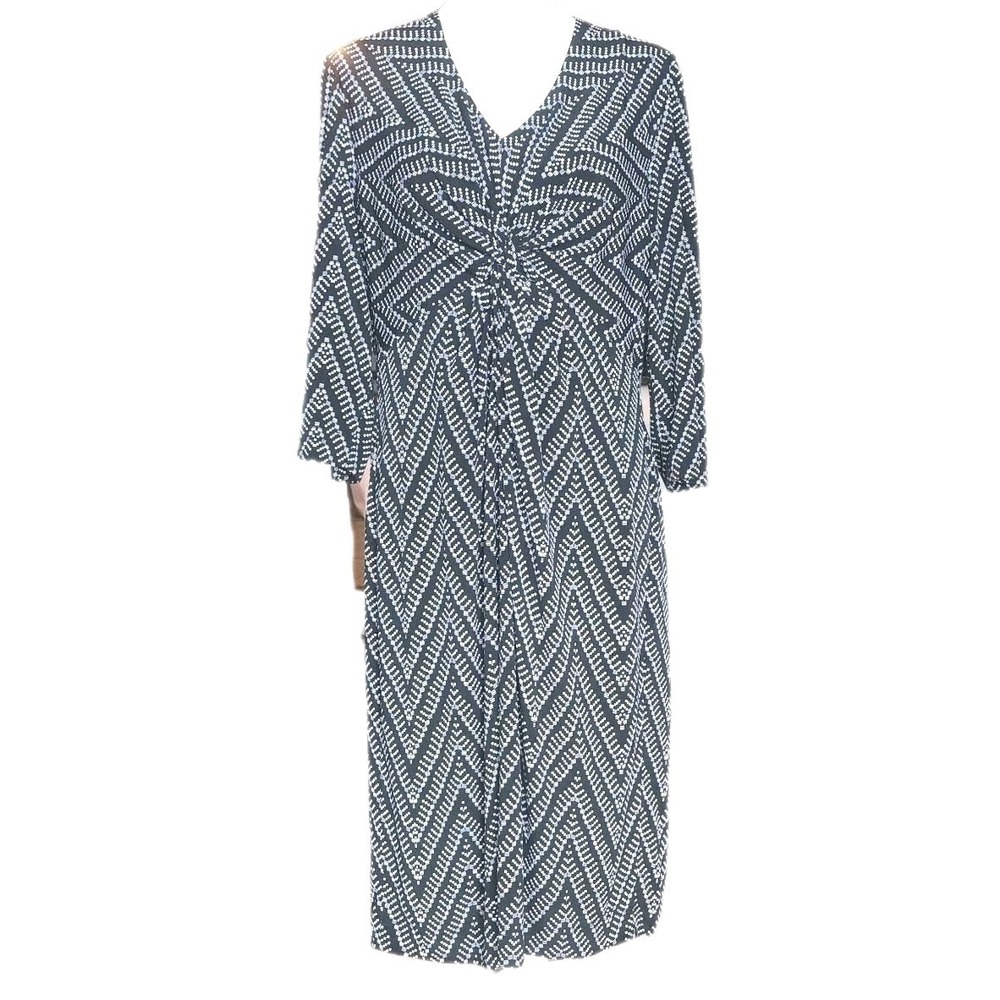 Donna Ricco Dress Womens 16 Black Stretch Knot Front Career‎ Business Officecore